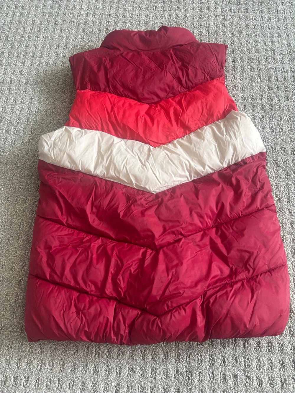 Old Navy Red & Cream Chevron Puffer Vest for Kids